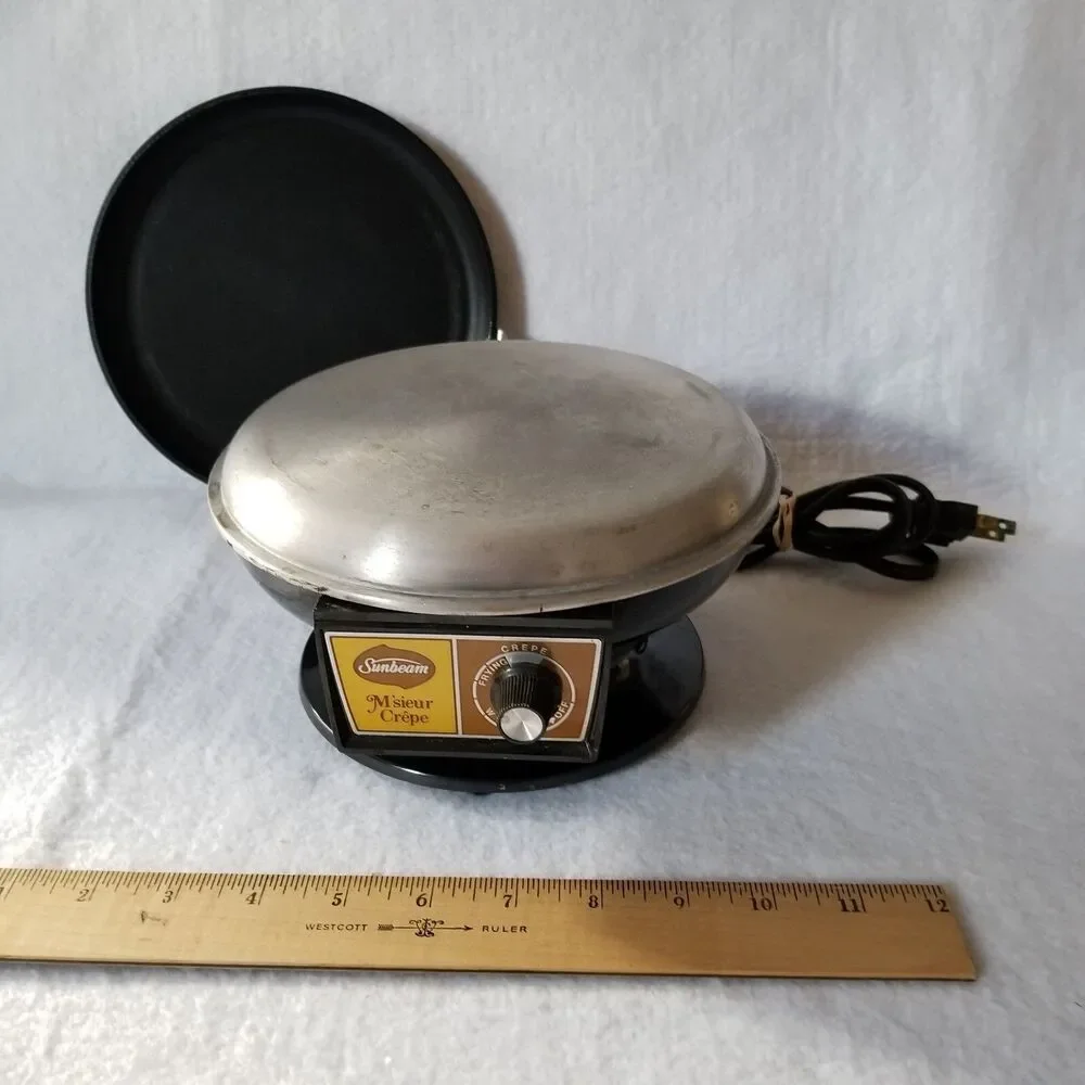 Vintage Sunbeam M'sieur Crepe Electric Crepemaker w/ Original Pan Model 30-1A